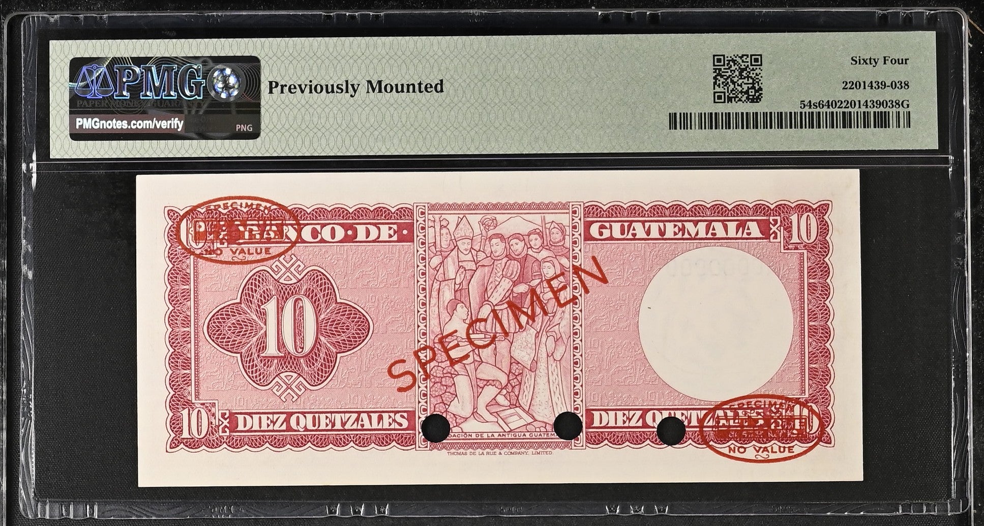 10 Quetzales 1965-70 Specimen