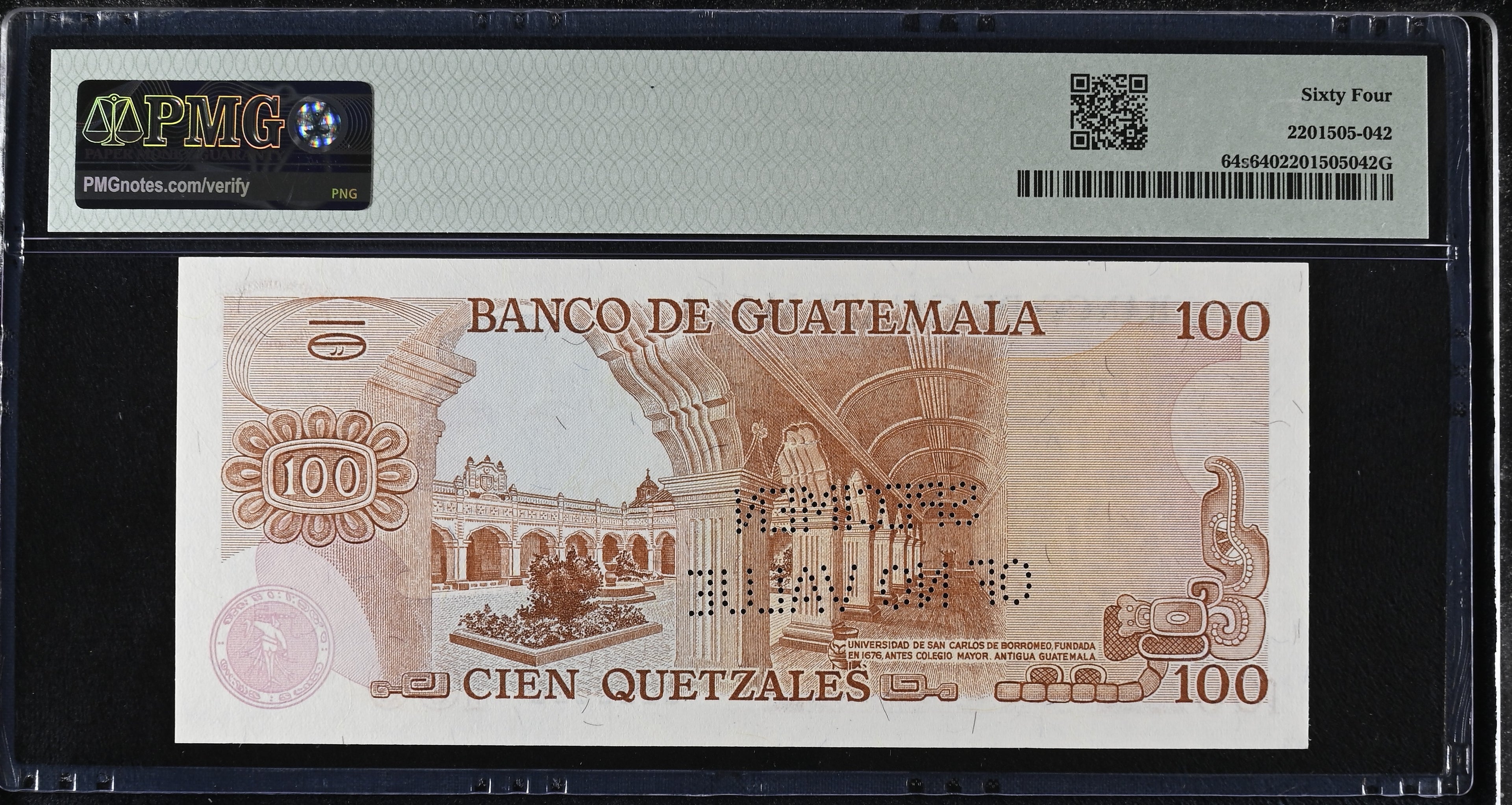 100 Quetzales 1972-83 Specimen