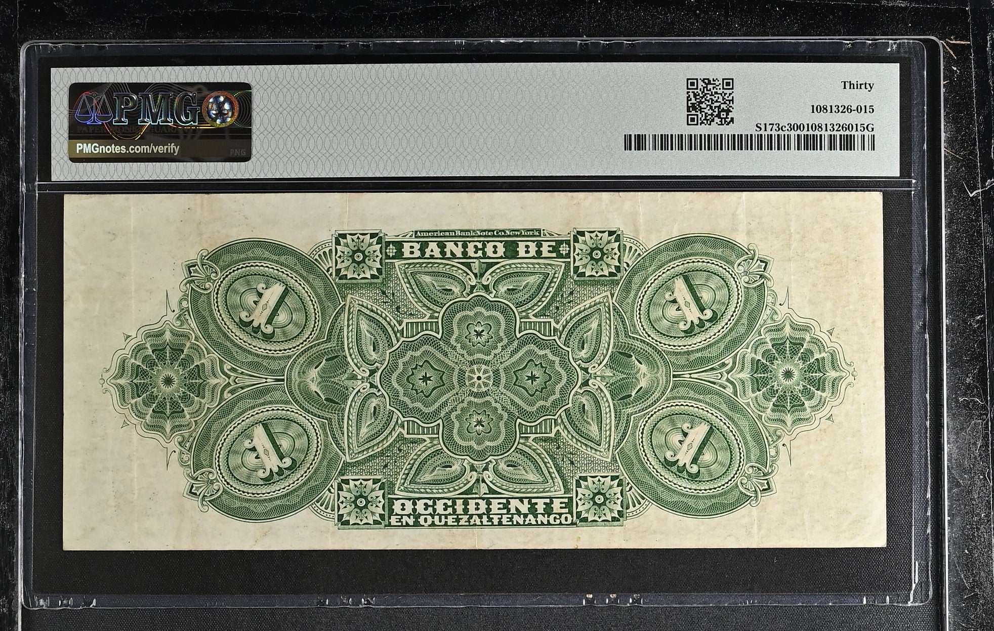 1 Peso 1914 Banco de Occidente en Quetzaltenango