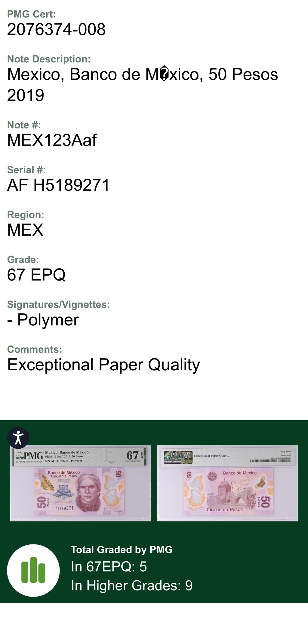 50 Pesos 2019 Banco de México