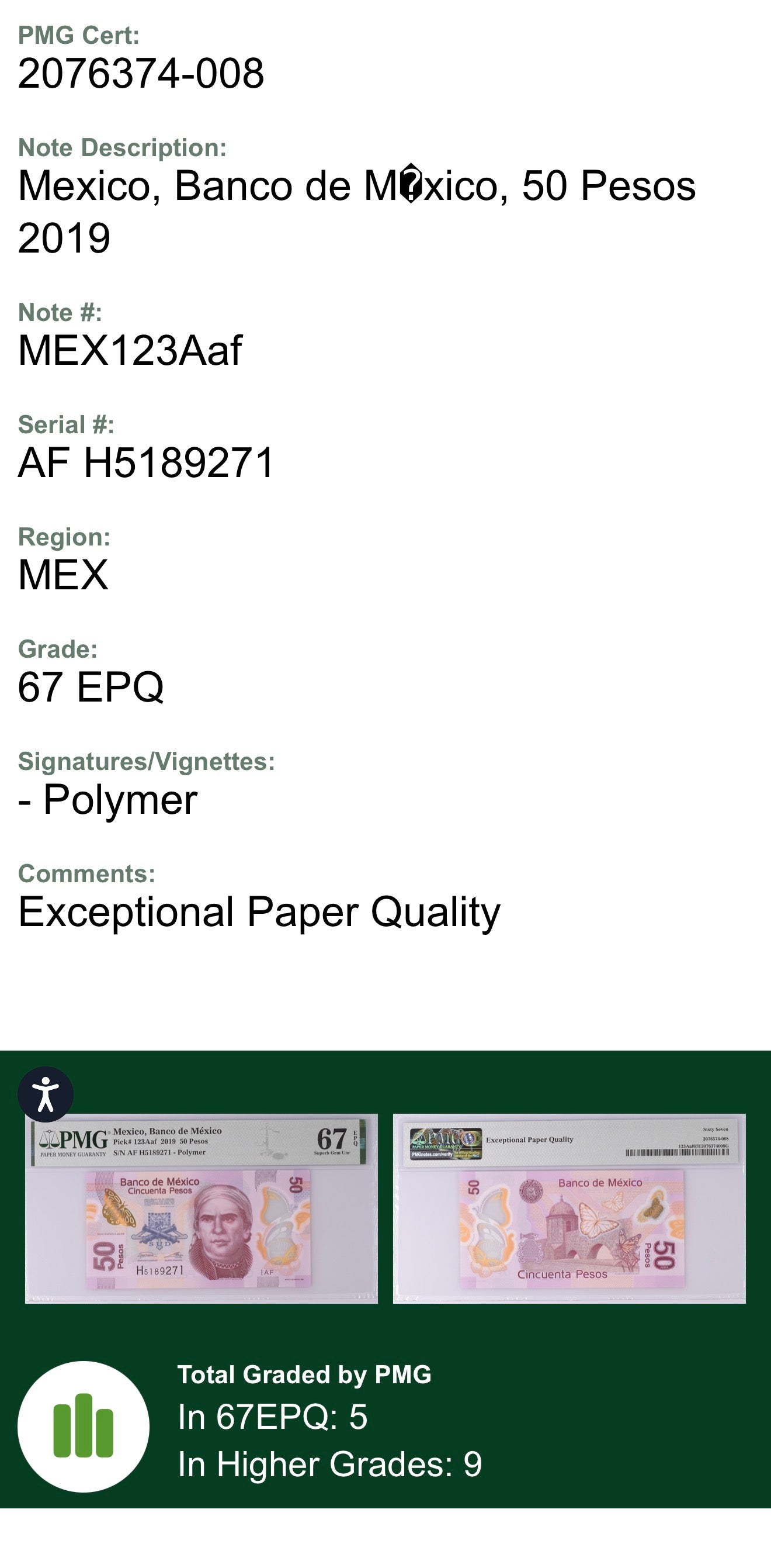50 Pesos 2019 Banco de México