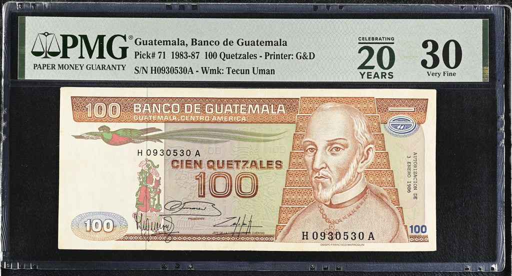 100 quetzales 1986