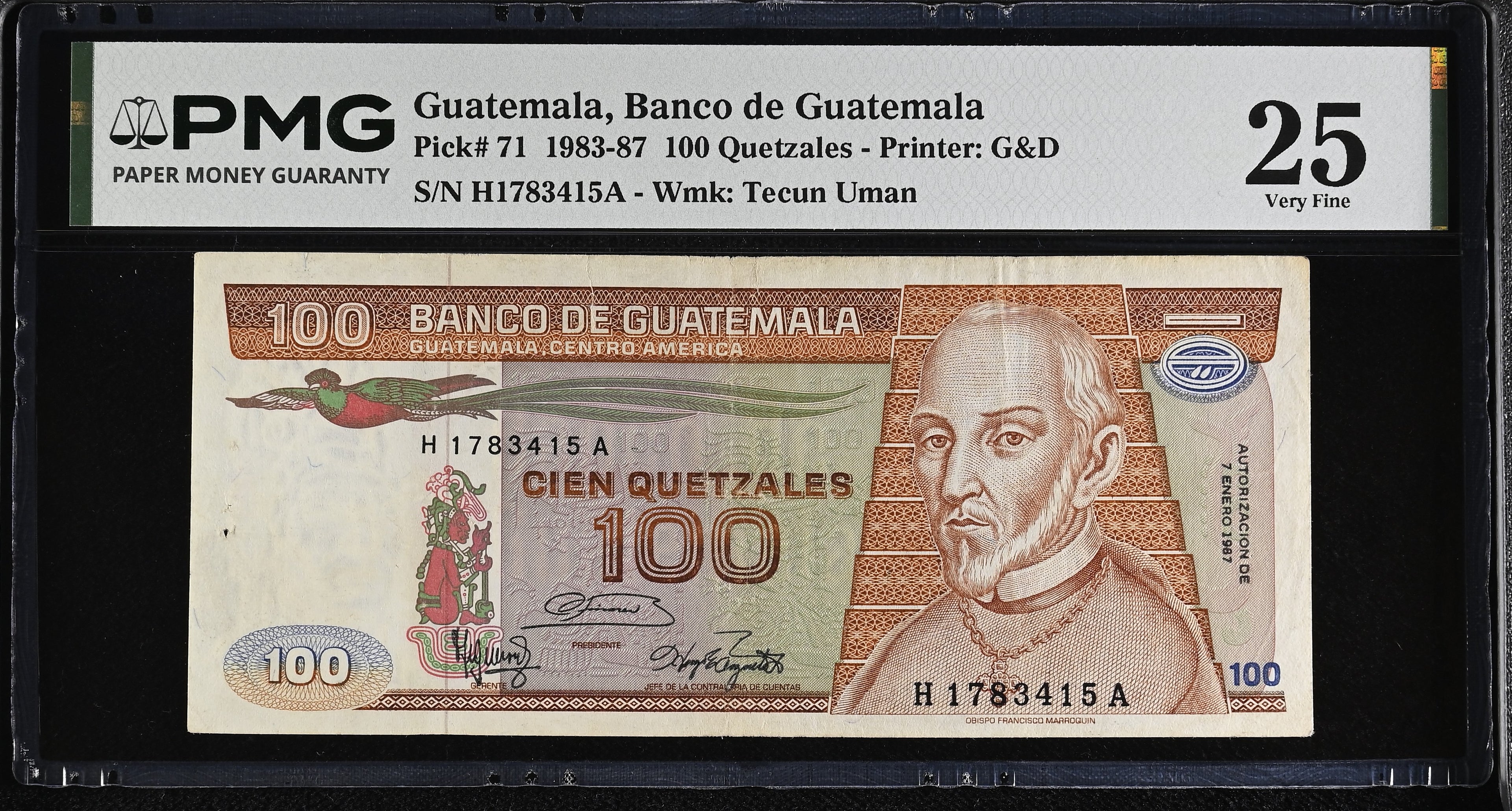 100 quetzales 1987