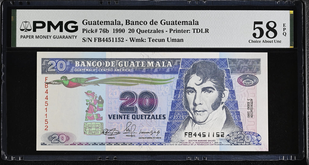 20 quetzales 1990