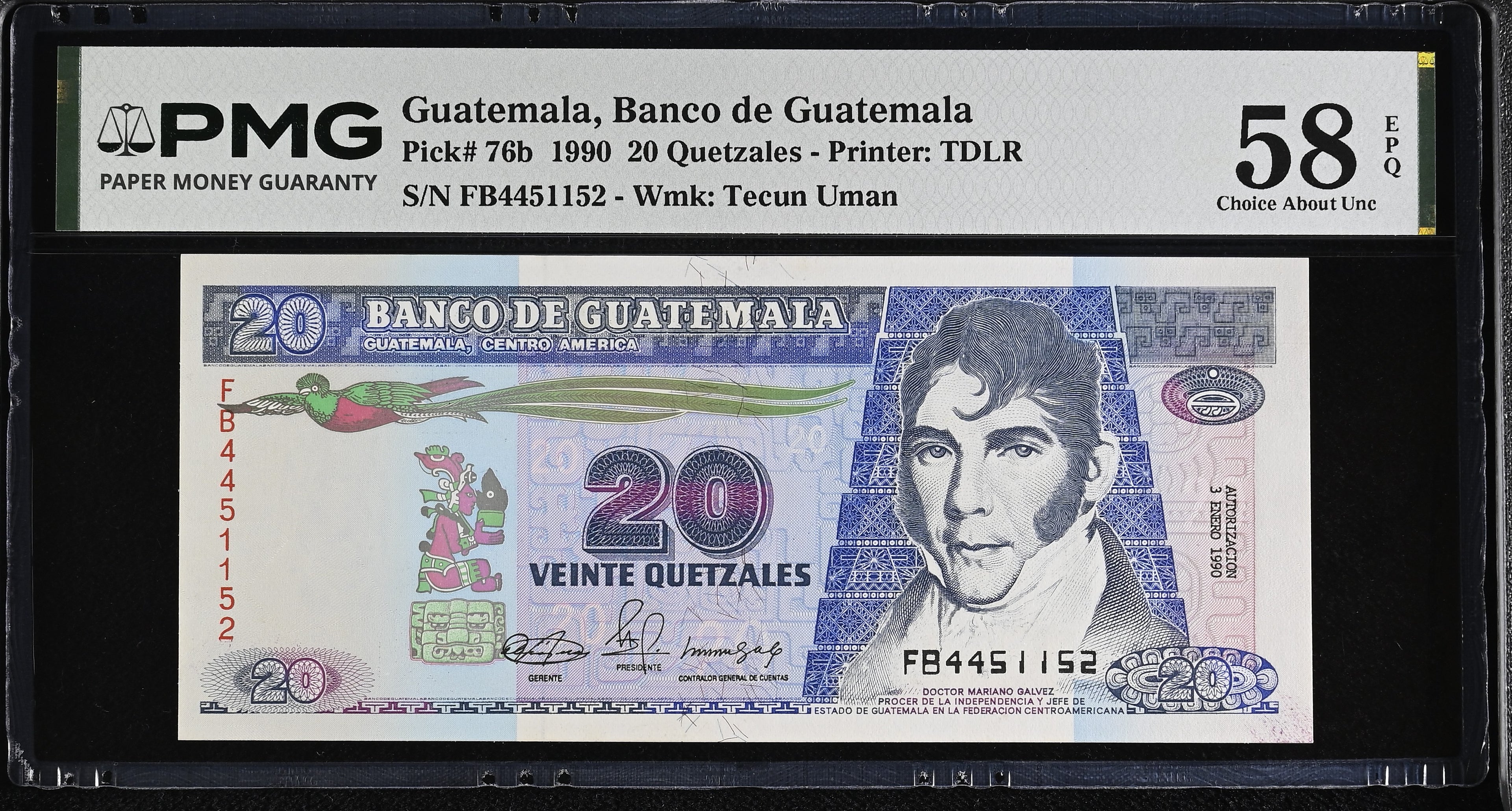 20 quetzales 1990