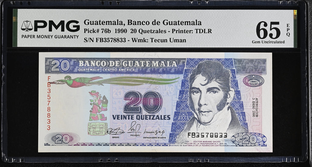 20 quetzales 1990