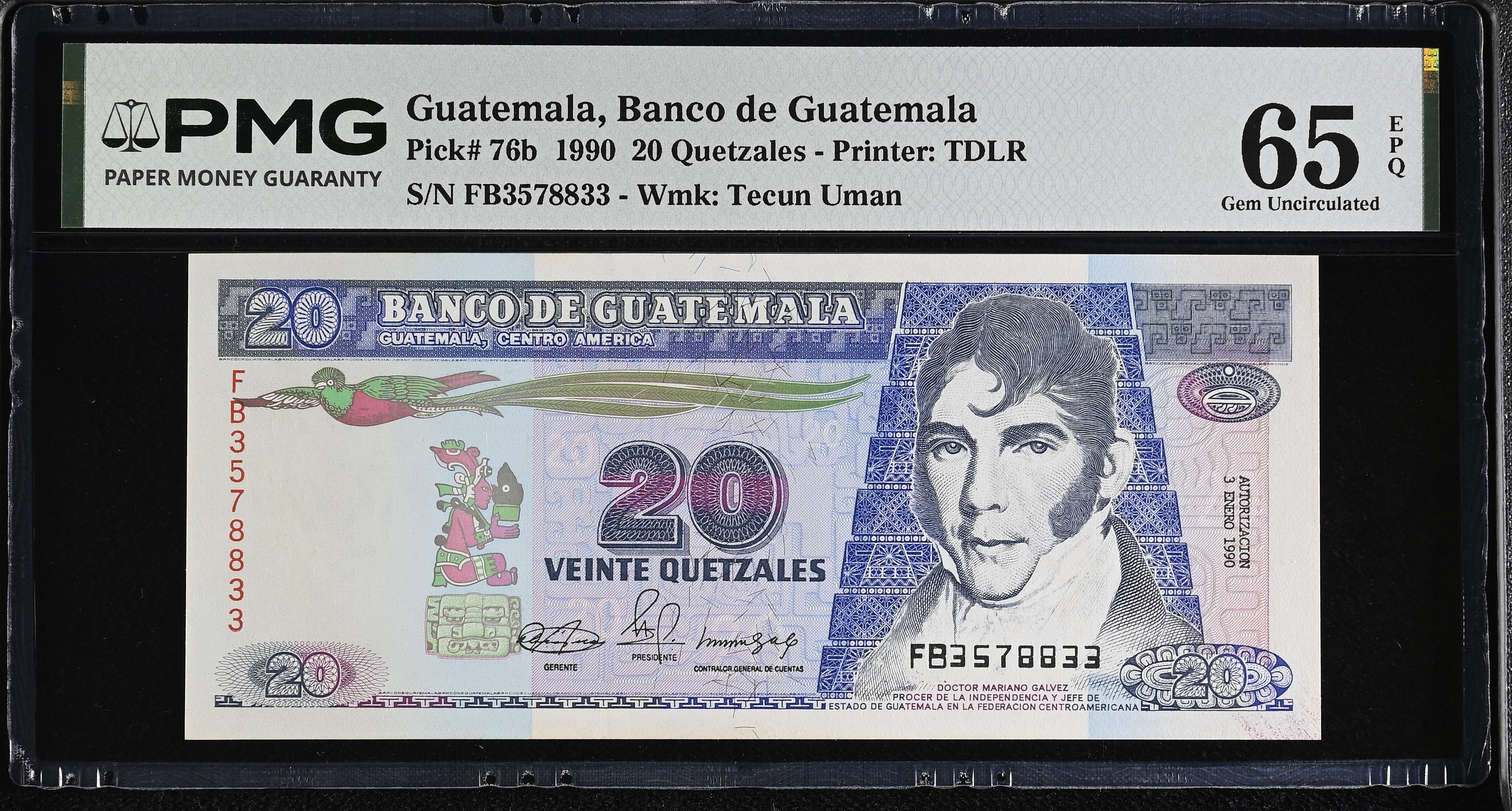 20 quetzales 1990