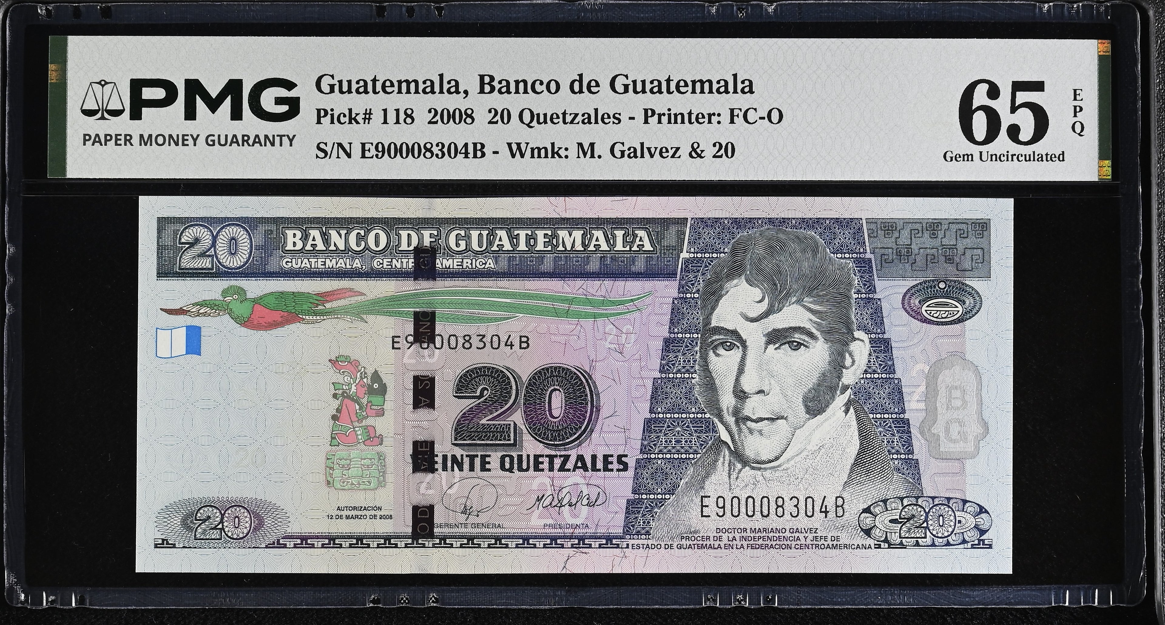 20 quetzales 2008