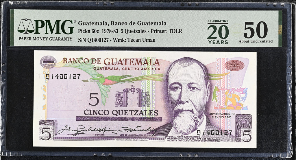 5 quetzales 1980