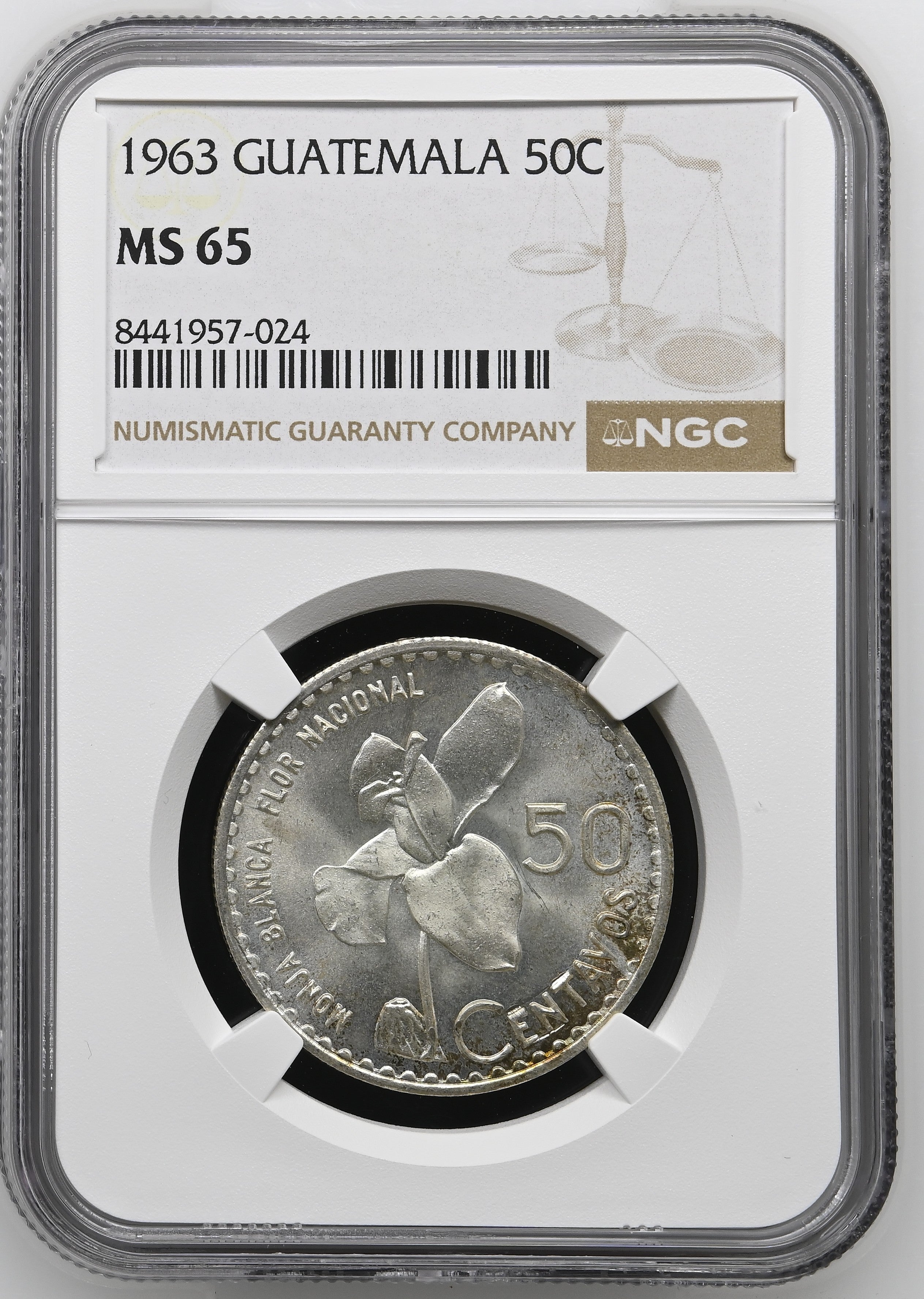 1963 Guatemala 50 centavos