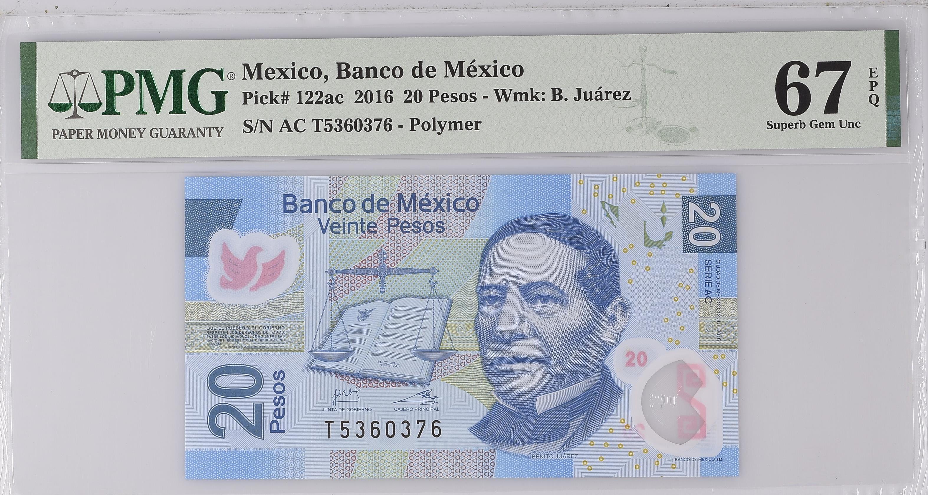 20 Pesos 2016 Banco de México