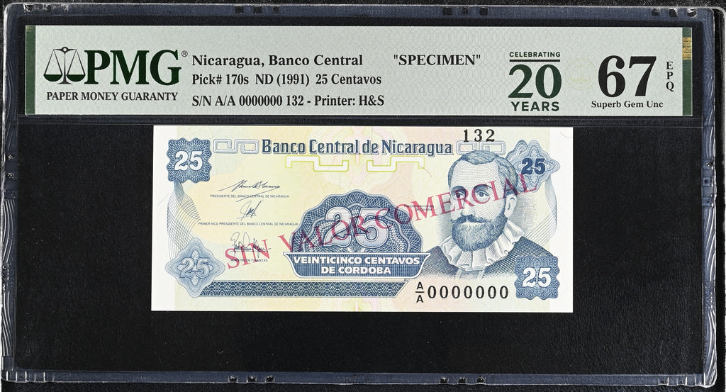 25 Centavos ND(1991) SPECIMEN TOP POP