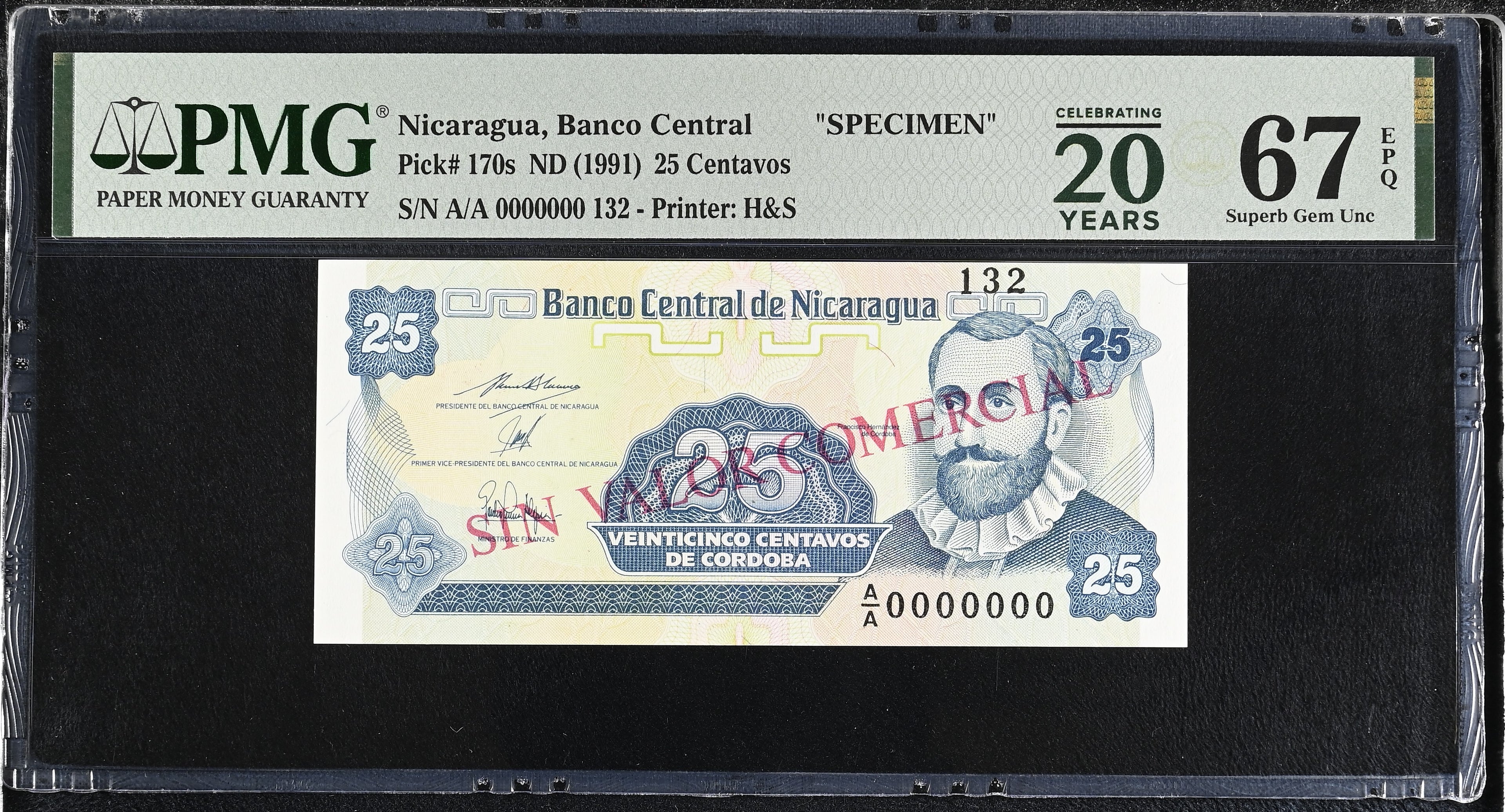 25 Centavos ND(1991) SPECIMEN TOP POP