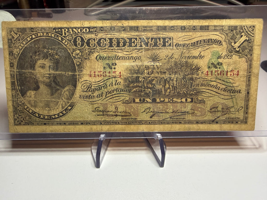 1 Peso 1921 El Banco de Occidente