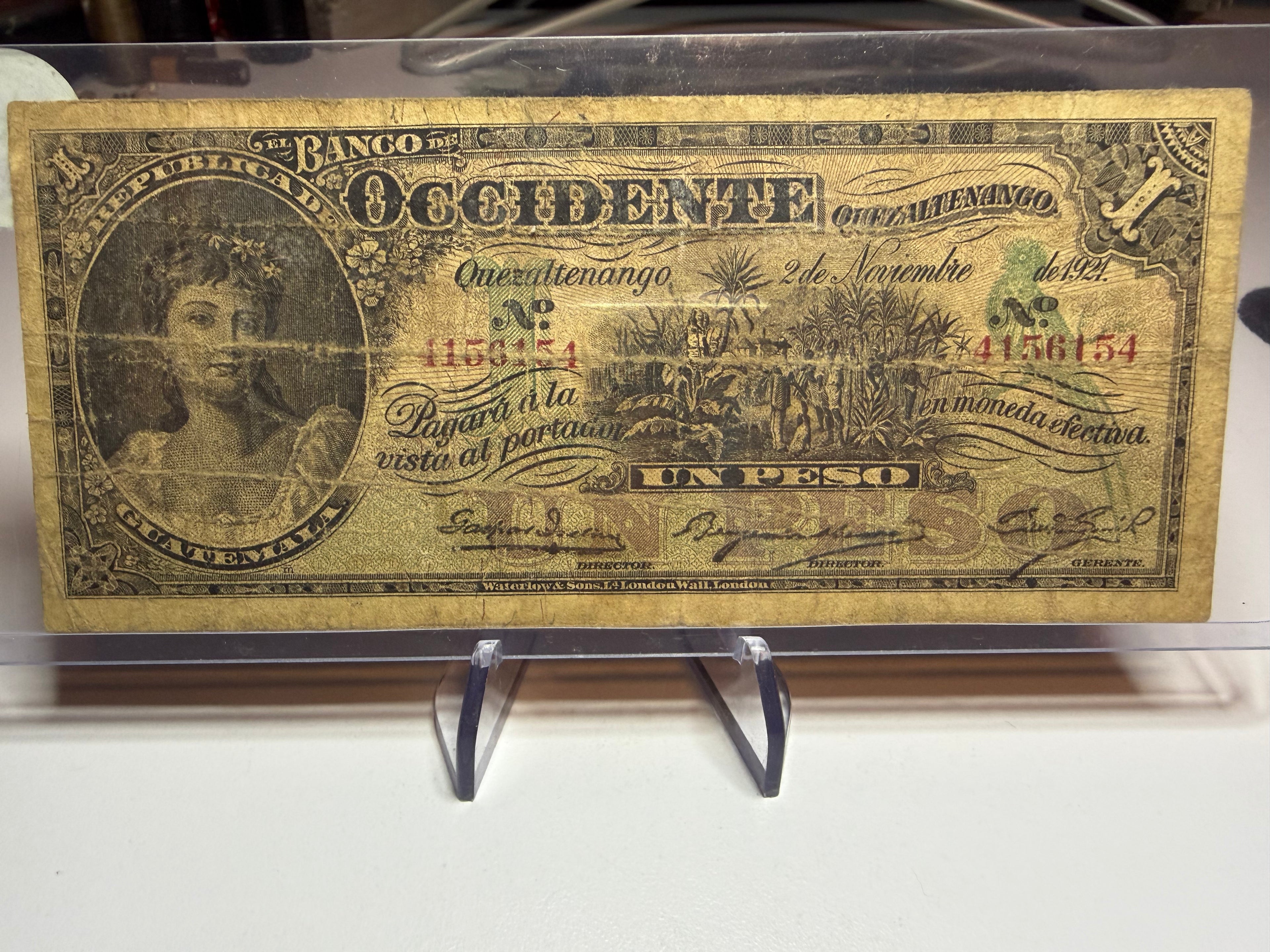 1 Peso 1921 El Banco de Occidente