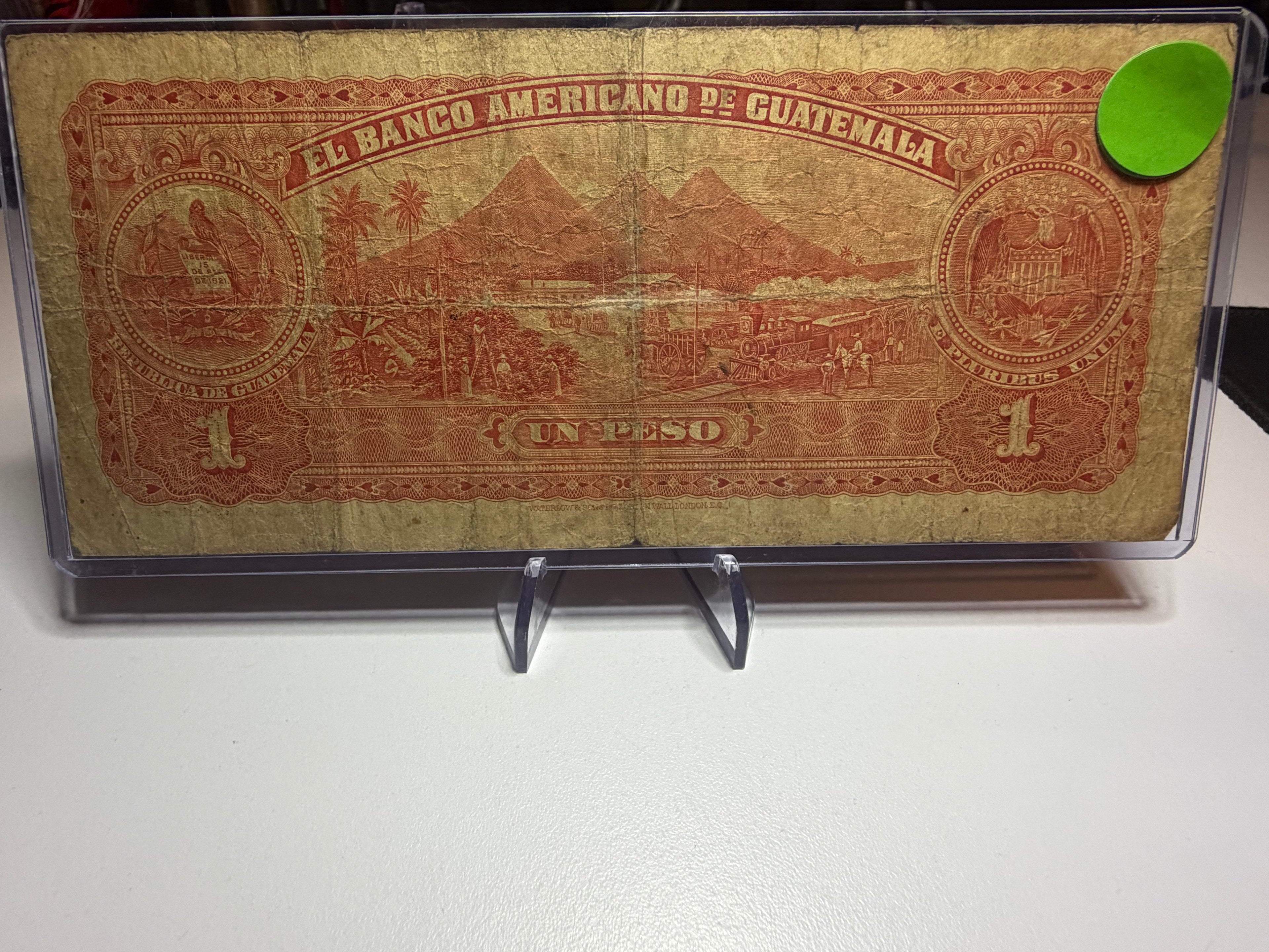 1 Peso 1923 El Banco Americano de Guatemala