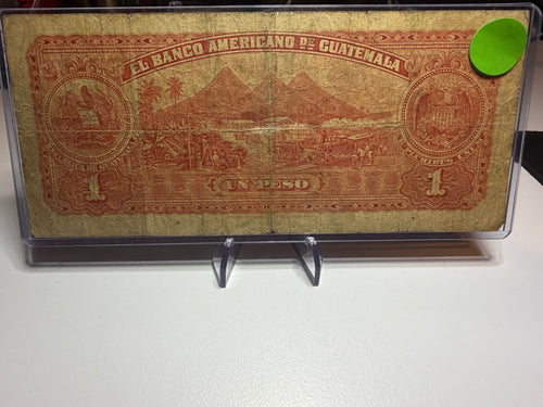 1 Peso 1923 El Banco Americano de Guatemala