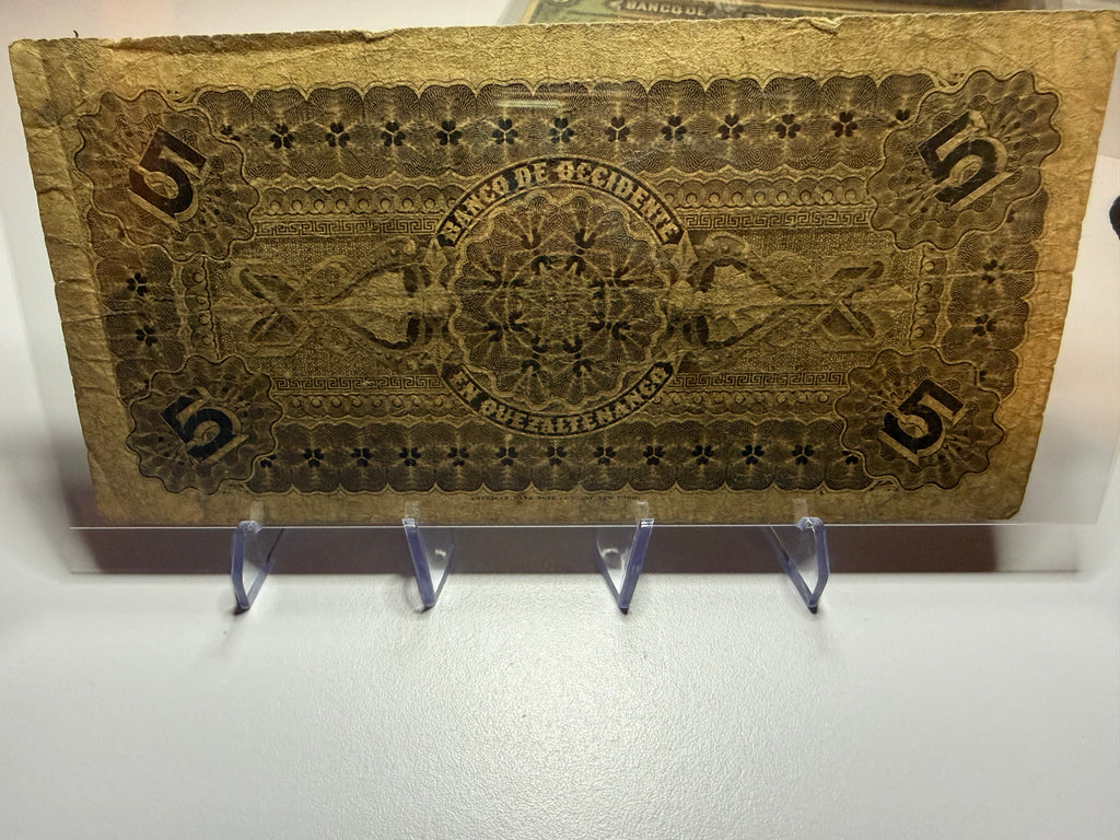 5 Pesos 1919 Banco de Occidente en Quetzaltenango
