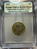 5 Centavos 1935 Buffalo Nickel ICG Authentic