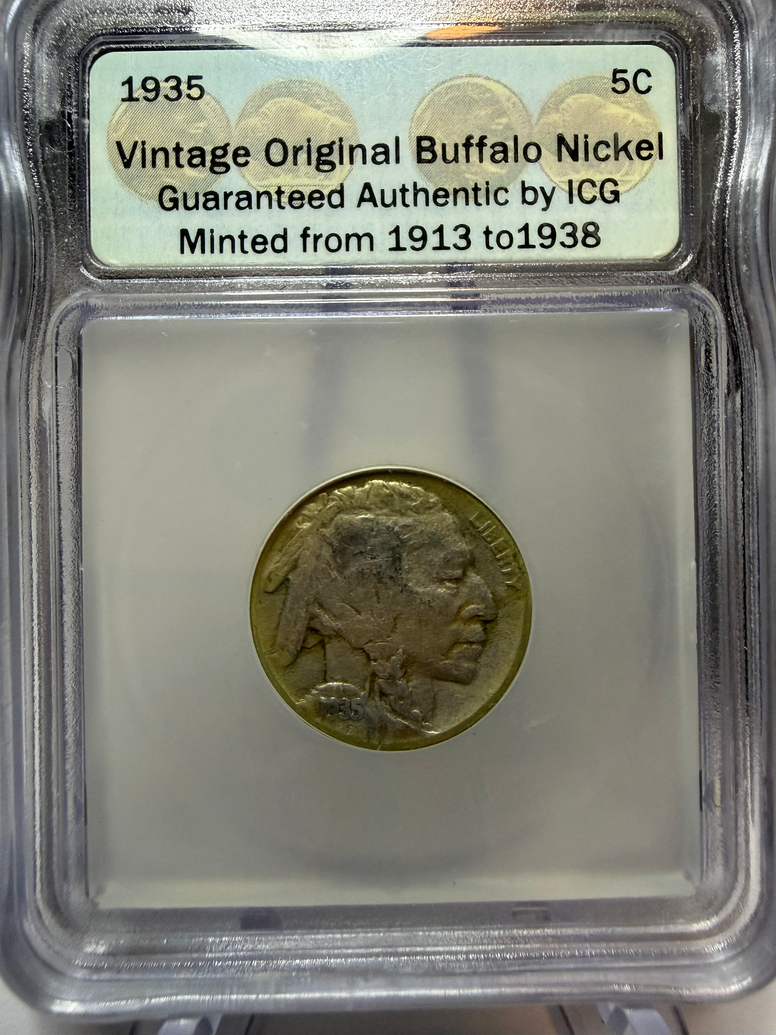 5 Centavos 1935 Buffalo Nickel ICG Authentic
