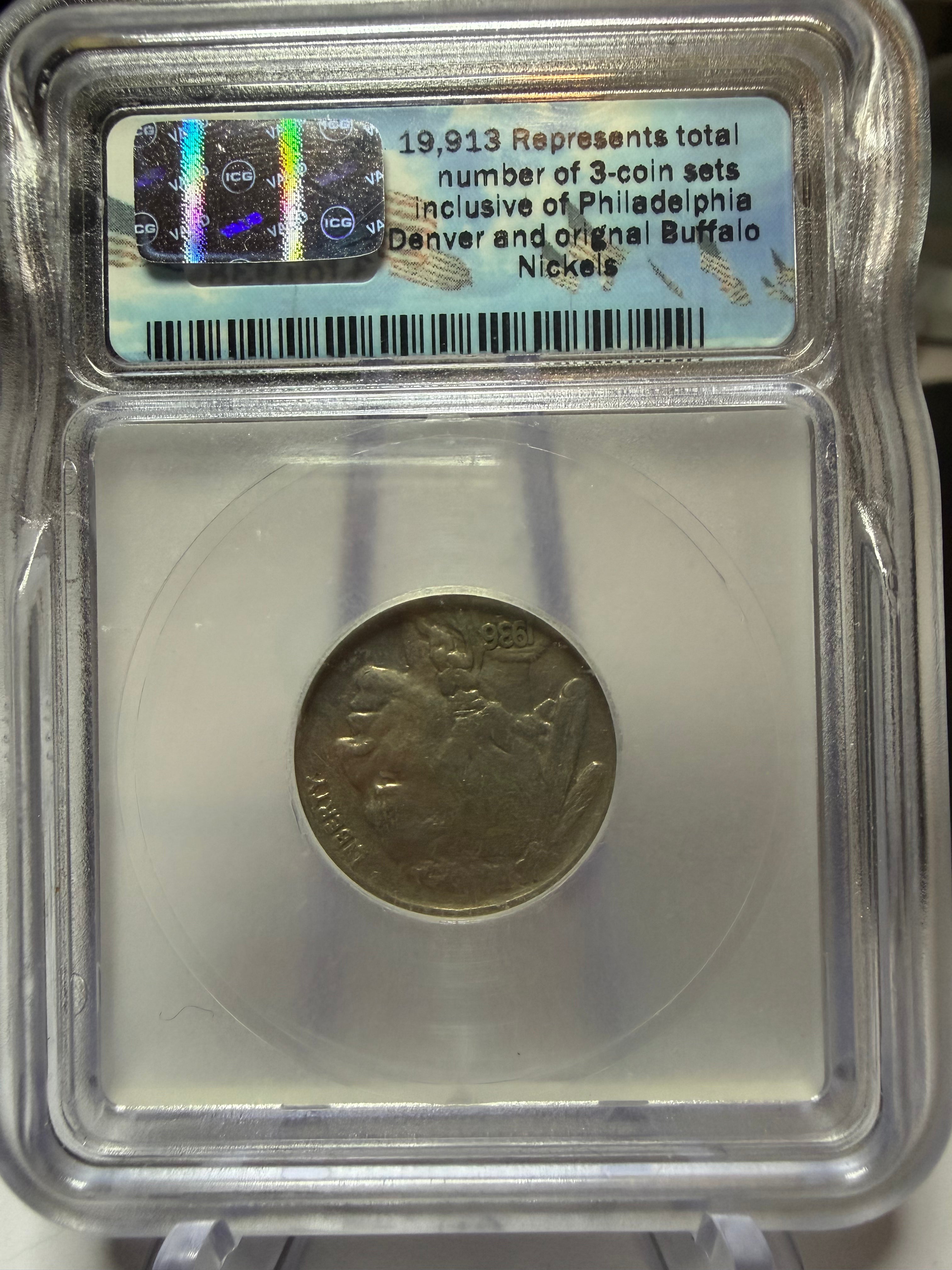 1936 5 Centavos Buffalo Nickel ICG AUTHENTIC