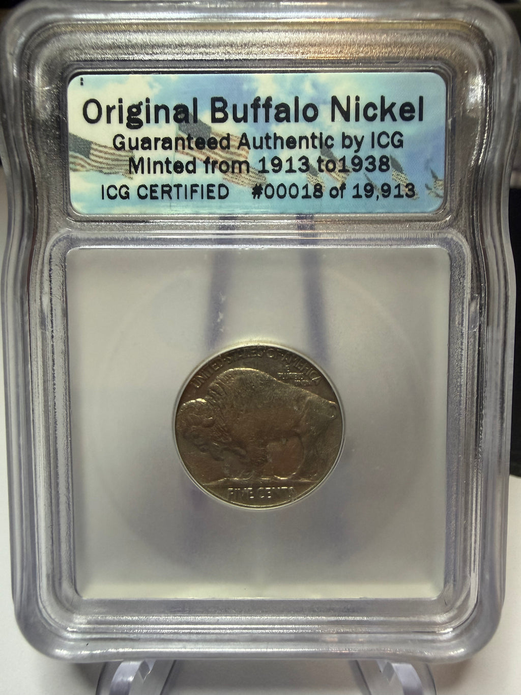 1936 5 Centavos Buffalo Nickel ICG AUTHENTIC
