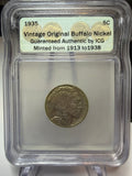 1935 5 Centavos Buffalo Nickel ICG Authenticated