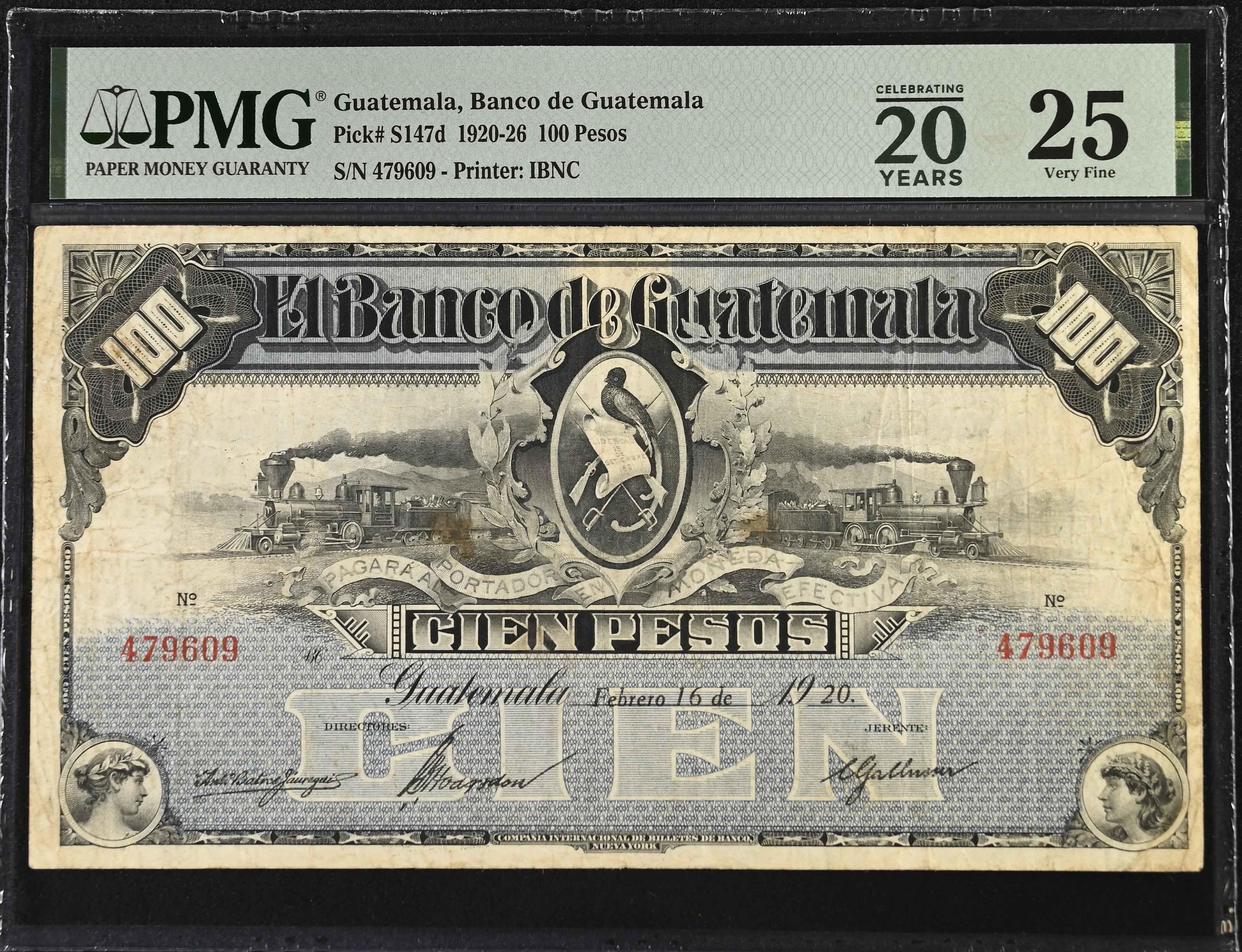 100 Pesos Ferrocarriles 1920