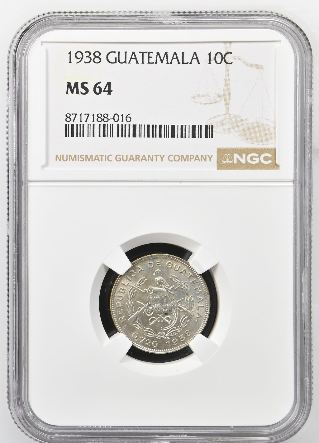 1938 Guatemala 10 Cents