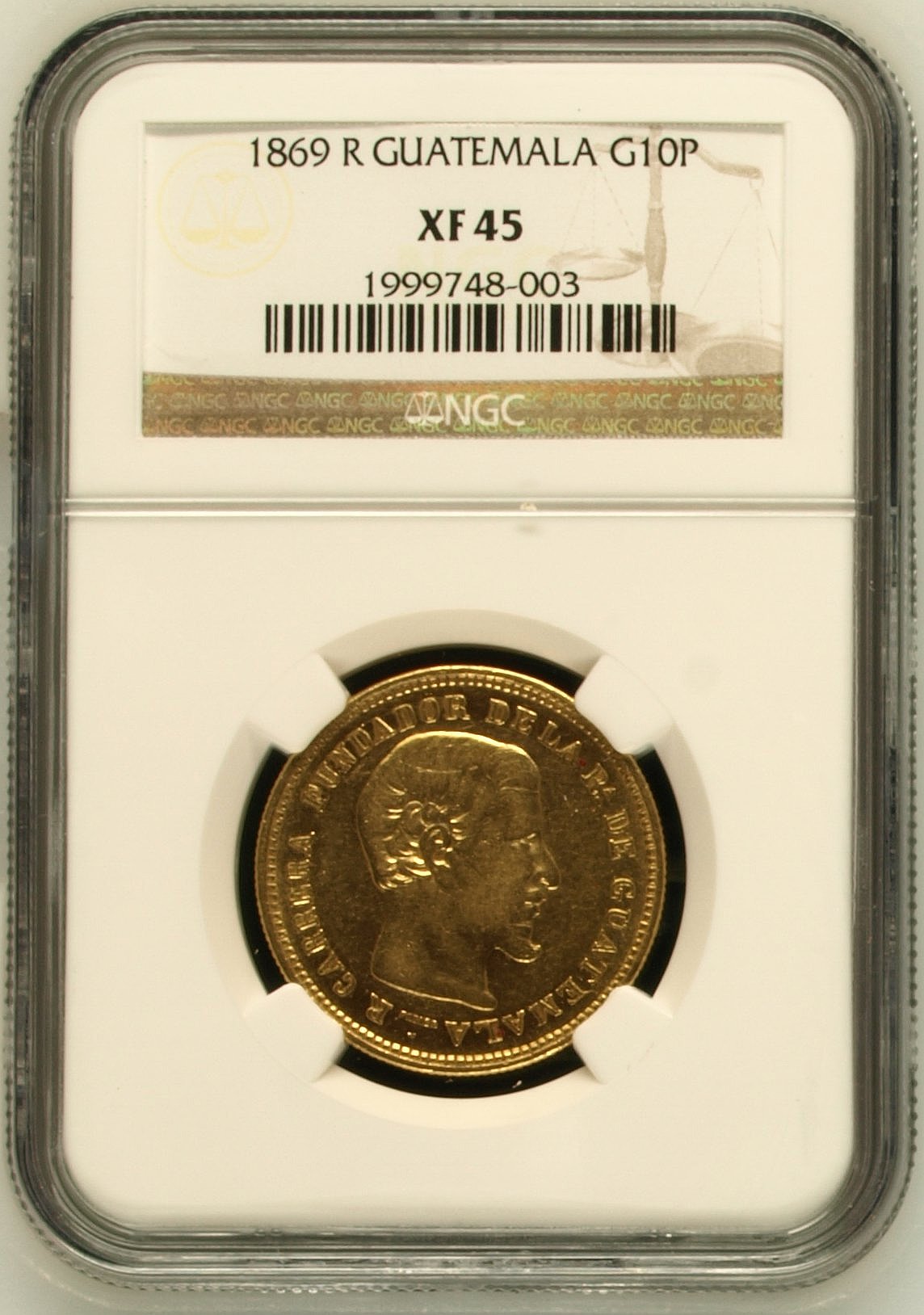 10 Pesos Rafael Carrera 1869-R