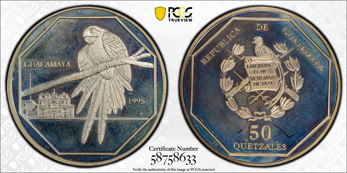 50 Quetzales 1995 Prueba no aprobada en Plata