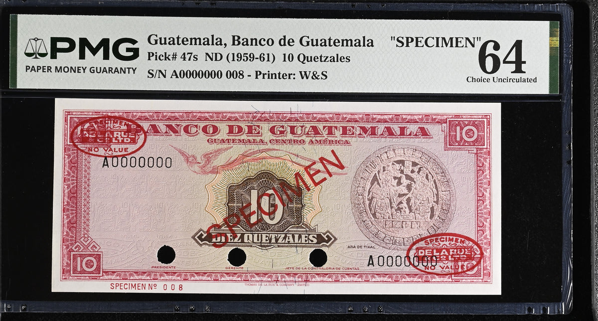 10 Quetzales (1959-61) PMG65 TOP POP