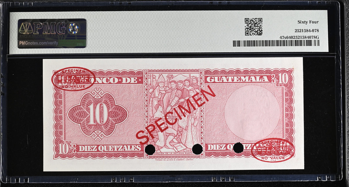 10 Quetzales (1959-61) PMG65 TOP POP